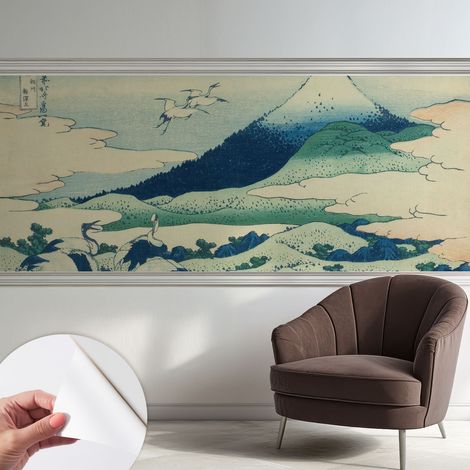 Tapete Selbstklebend - abwaschbar - Tapete mit Motiv - trendige Wanddeko - elegant Fototapete Kraniche und Berge 250x104 cm (1/5)