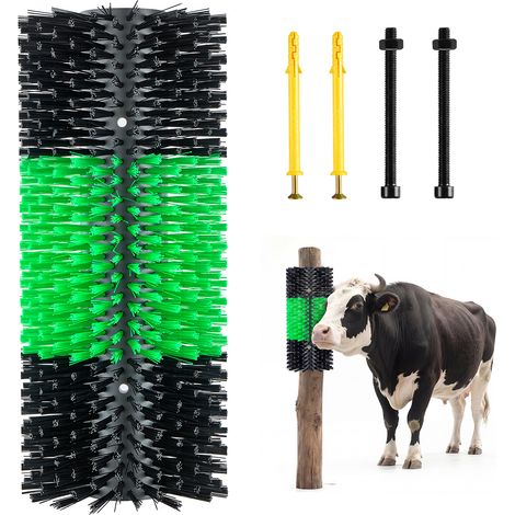 VEVOR Cepillo Rascador para Ganado, Paquete de 1 Pieza, Raspador para Caballos Vacas Ovejas, 430 x 190 mm, con Tornillos de Instalación, Cepillo para Ganadería Campos Granjas, Color Verde y Negro (1/5)
