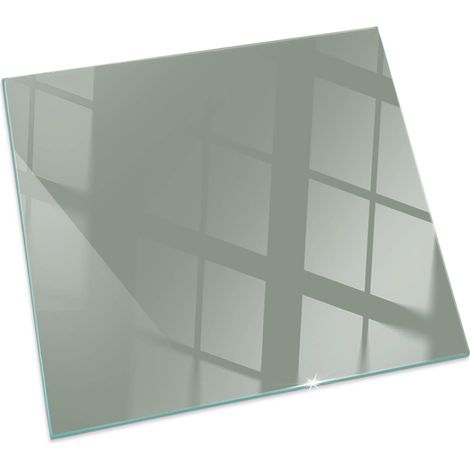 Plaque en verre trempé avec impression décorative Protection de sol sous cheminée Couleur Gris-vert Carrée 50x50 cm (1/5)