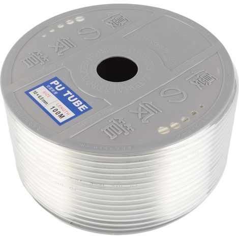 Tuyau à air en PU, diamètre extérieur 10 mm, diamètre intérieur 6,5 mm, longueur 100 m, bobine de tuyau pneumatique transparent pour compresseur d'air (1/5)