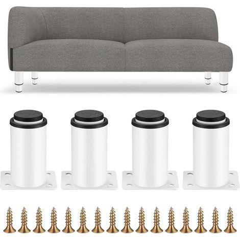 4 Pièces Pieds de Meubles Réglables, Pieds de Table en Métal Blanc, Pieds Réglables en Hauteur 0-40 mm, Pieds de pour Meuble Cuisine, Armoires, Lit, Table Pieds (1/5)
