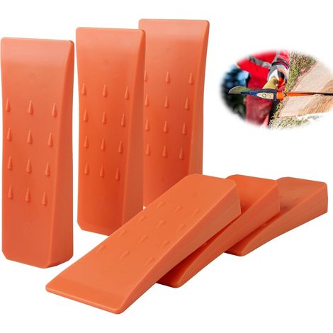 6-Piece Chainsaw Felling Wedge Set, ABS Plastic Felling Wedge, Felling Wedge for Controlled Tree Felling, 15.26.62.5cm Tree Wedges (Orange) (1/5)