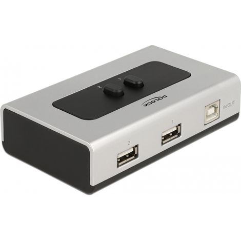 Delock Conmutador USB 2.0 con 1 x Tipo-B hembra a 2 x Tipo-A hembra manual bidireccional