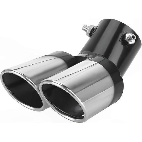 Embout de pot d'échappement double sortie en acier inoxydable universel, finition noire, coude de tuyau arrière pour voitures (1/5)