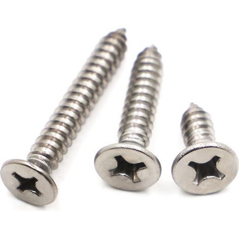50 vis à tôle tête fraisée M1 M1.2 M1.4 M1.7, longueur 3–12 mm, en acier inoxydable 304, bois plate