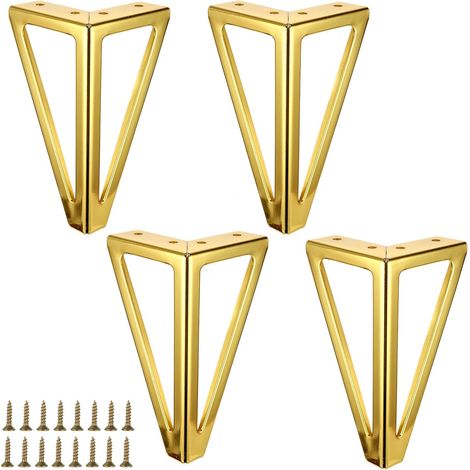 CCYKXA 4Pcs 15cm Gold Metal Furniture Legs Triangle Replacement Furniture Legs Cabinet Legs Hairpin Legs Furniture Feet with Screws for Coffee Table Cabinet (1/5)