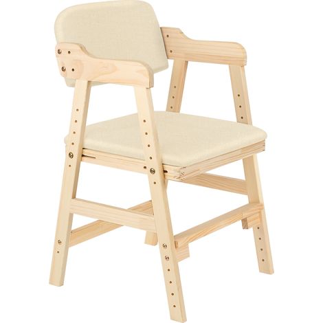 Haloyo® Verstellbarer Kinderstuhl, Hochstuhl für Babys, aus hohem Buchenholz, 48 x 46 x 78 cm, Beige