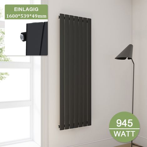 ELEGANT Design Heizkörper Vertikal 1600 x 539 mm Einlagig Anthrazit Flachheizkörper (1/5)