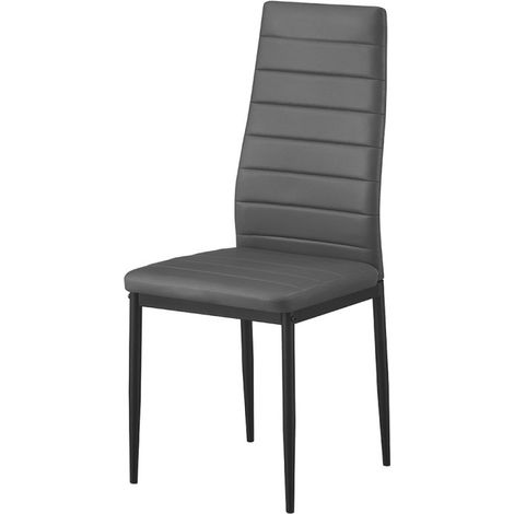 Set von 4 KEIZO Esszimmerstühlen – Modernes Design – Schwarze Metallbeine – Graue PU-Beschichtung
