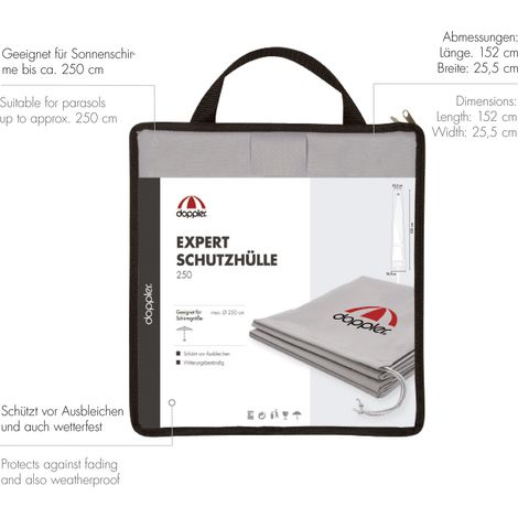 Doppler Schutzhülle EXPERT für Mittelmastschirme Sonnenschirme ø 250 300 350 / 400 x 400 cm Haube bis ø 250 cm (1/4)