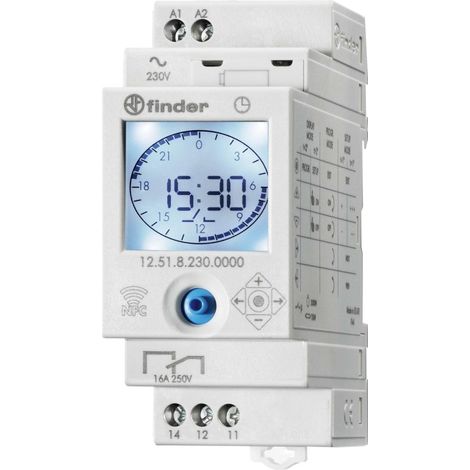 Finder 125182300000 Reloj Interruptor horario semanal digital 1 inversor 16 A 230 V CA/CC