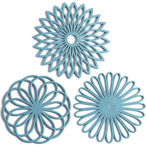 Lot de 3 dessous de plat en silicone – Antidérapants et résistants à la chaleur – Tapis de protection modernes pour table et plan de travail – Dessous de plat pour plats chauds
