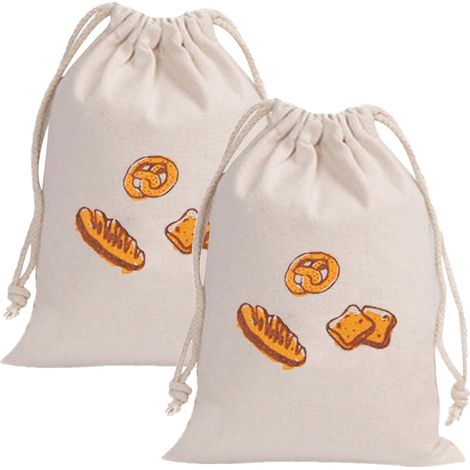 2 Pcs Sac à Pain,Sac à Pain Longue Conservation,Sac a Pain Tissu,Sac à Pain Réutilisable en Coton Lin Cordon,Sac Baguette,Sac de Stockage de Pain,Sacs à Pain en Coton et Lin,30 × 40cm (1/5)