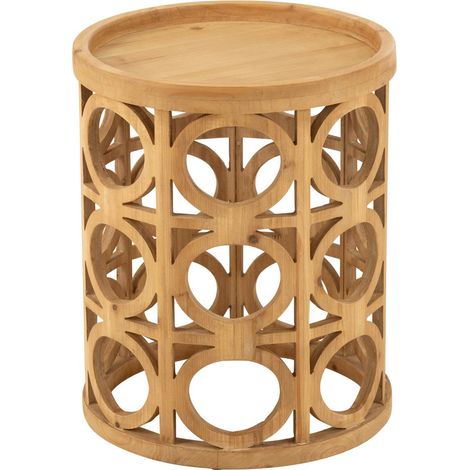 Table d'Appoint Sculptée en Bois "Charity" 49cm Naturel