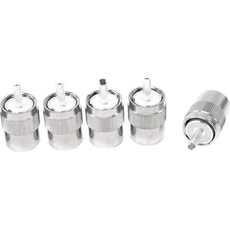 Lot de 5 connecteurs UHF mâles PL259 à souder pour câbles RG58, RG142 et LMR195 (1/5)