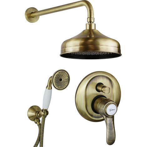 Kit de salle de bain couleur bronze avec pomme de douche et mitigeur de douche Gattoni Antigua 3490/PDV0 Bronze (1/2)