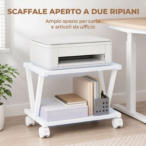 Support pour imprimante à 2 étagères pour bureau et maison, blanc (1/5)
