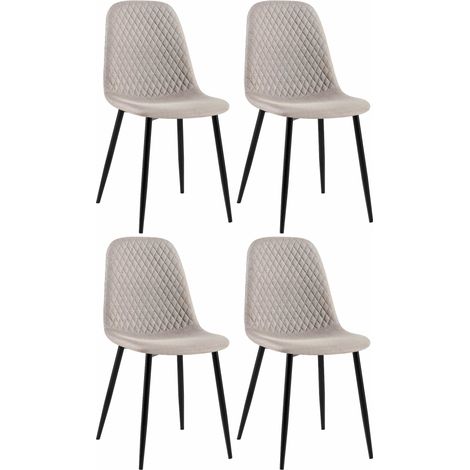 Set de 4 sillas de comedor Giverny en tela o terciopelo Gris Tela (1/5)