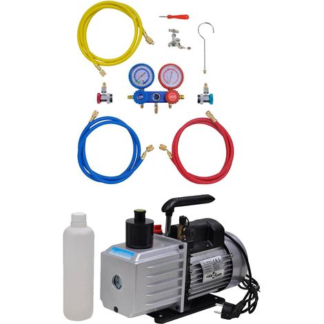 vidaXL Bomba de vacío 100 L/min manómetros de 2 vías kit herramientas (1/4)