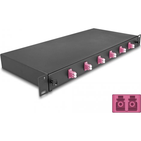 Delock Caja de empalme de fibra Ã³ptica de 19 6 x LC Duplex OM4 1U completamente montada lista para empalmar
