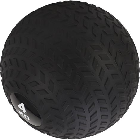 Balle de médecine PVC 4kg 23cm noire - Ballon de gravité pour pneu, entraînement physique, lancer, rebond et frappe. (1/5)