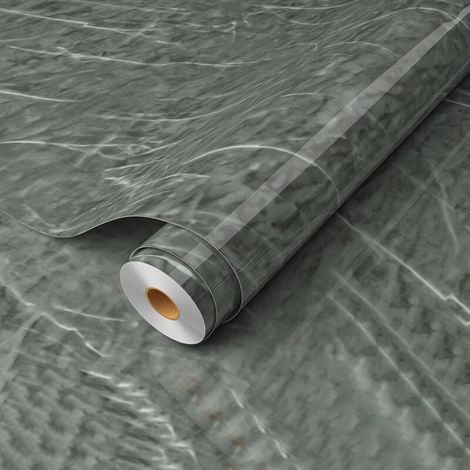 Autocollants pour meubles en marbre 80 cm x 500 cm, papier peint autocollant blanc cassé, film autocollant imperméable, adapté aux comptoirs de cuisine et de salle de bain (gris)