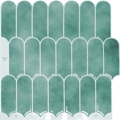 Green Self-Adhesive Tile Wallpaper 30 x 30 cm Mosaic Style Wall Sticker Waterproof Decorative Film for Bathroom and Kitchen Wall Tiles (1/5)