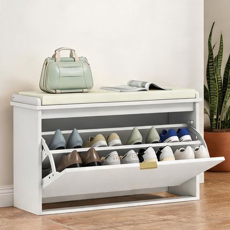 Console bianco en mDF Tessuto effetto lino 80 x 26 x 47,5 cm (1/5)