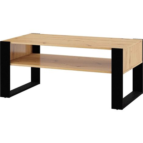 Tavolino da caffè nuka cm 110 x 60 x 48h colre rovere rustico e gambe nere - Bim Forniture