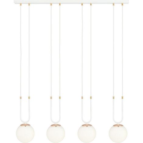Lampada a Sospensione Glam, Acciaio verniciato a polvere, Vetro, Bianco, 92x115x15 cm (1/5)