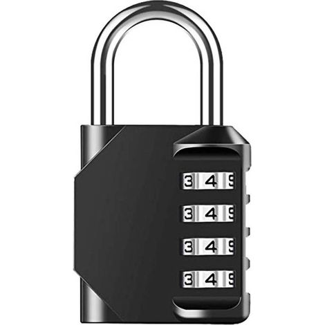 Ortviai Cadenas à Combinaison 4 Digits en Zinc Antivol Sans Clé pour Cabinet Tool Box Noir