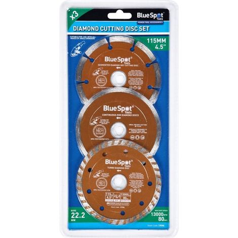 Blue Spot Tools 3 Pce 115mm (4.5") Diamond Cutting Disc Set