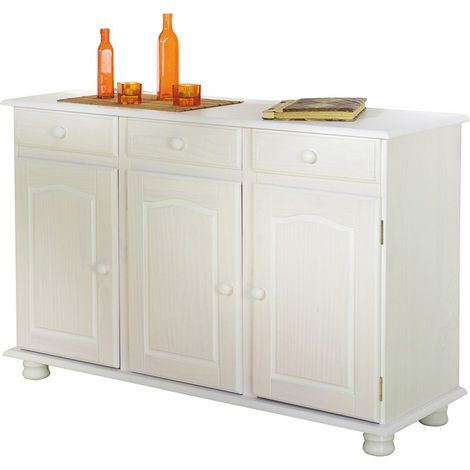 Bahut Bas Livio Teinté Blanc, Dim : 43 x 130 x 87 cm -PEGANE-