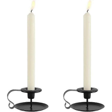 Lot de 4 bougeoirs, porte-bougies chauffe-plat vintage en fer forgé, noir (1/5)