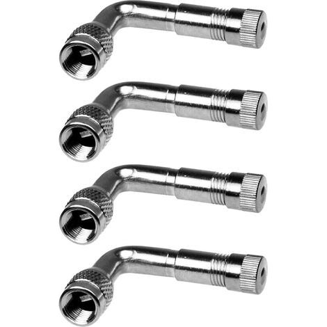 Adattatore di prolunga per valvola pneumatici professionale in 4 pezzi, asta di prolunga per valvola pneumatici a 90 gradi, prolunga a gomito per valvola pneumatici per auto, camion, moto, bicicletta (1/4)