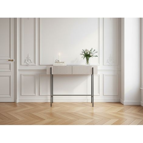Bobochic – Console 2 tiroirs 100 cm – Plateau effet marbre – Pieds métal noir – Style moderne – Fermeture soft close – Fabrication Europe (1/5)