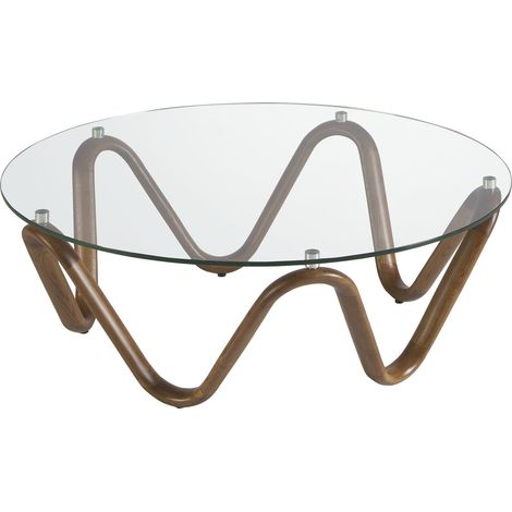 Table basse ronde en verre Angel Cerda - Verre transparent et bois noyer (1/5)