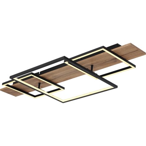 Plafonnier semi-encastré LED intégré 95x40cm noir mat 3x LED 3000K