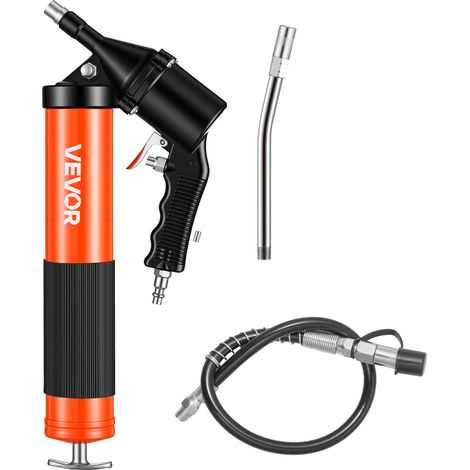 VEVOR Pistolet a Graisse Pneumatique 413 bar Pistolet Graisseur a Une Main Capacite 0,4 L pour Machines Automobiles Agricoles Industrielles, Tuyau Flexible 45,7 cm Tube Extension Rigide 2 Buses Plates