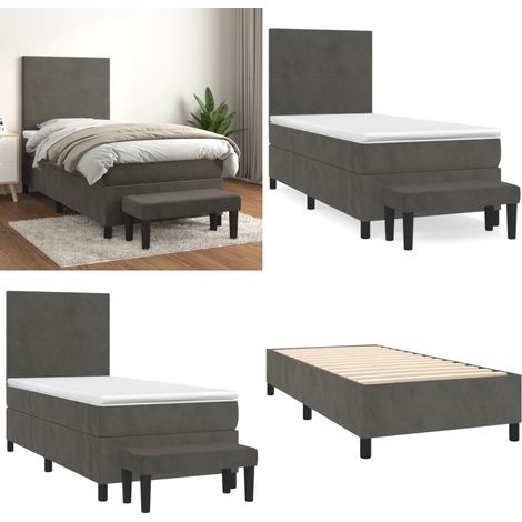 Boxspringbett mit Matratze Dunkelgrau 80x200 cm Samt - Samtbett - Boxspringbett - Doppelbett - Bettauflage - Nachttisch - Home & Living (1/5)