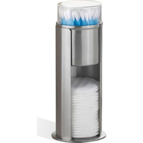 Spender für Wattepads und Make-up-Entferner-Pads aus Edelstahl, Badezimmer-Organizer mit Deckel und Fach - Crezuo