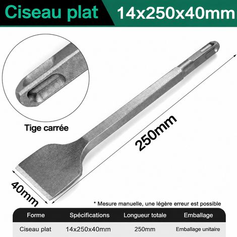 Burin large plat pour perforateur emmanchement carré 14x250x40 mm 14 250 40 1 × 1 × 1 cm 320 g – Livraison gratuite