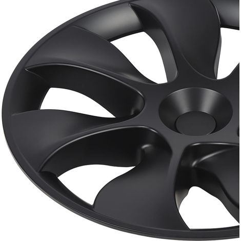 4 Jantes Enjoliveurs 19 Pouces Style Tourbillon Sportif Jante Couvercle Remplacement Tesla Model Y 2020-2023 Noir Mat (1/5)