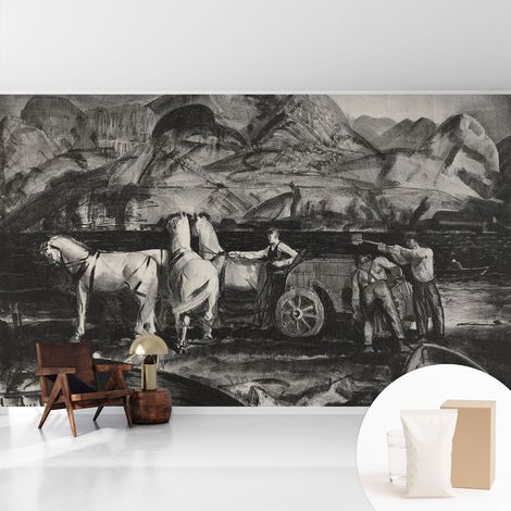 Tapete Vliestapete mit Kleber - trendige Wanddeko - elegant Fototapete für Wohnzimmer - Schlafzimmer Ländliche Szene 416x254 cm (1/5)