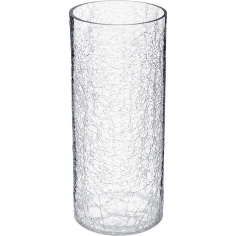 Vase en Verre Cylindrique "Craq" 30cm Transparent