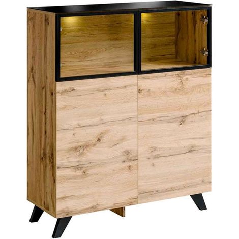 Vitrine LED "Thin" 123cm Noir & Naturel (1/5)