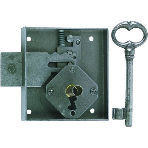 Serrure de meuble pour armoire droite – Axe 30 mm – Coffre acier – Canon 19 mm – Hauteur 73 mm – Clé à chiffre incluse – Devismes