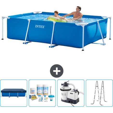 Intex-Schwimmbecken mit rechteckigem Rahmen – 260 x 160 x 65 cm – Blau – im Lieferumfang enthalten Accessoire CB64