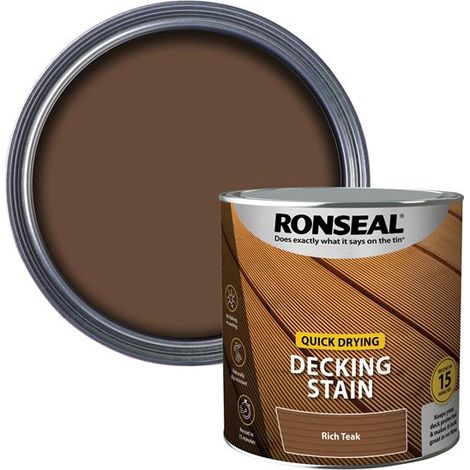 Ronseal Quick Drying Decking Stain Rich Teak 2.5 litre