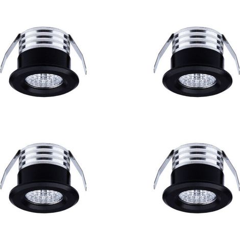 Set mit 4 Mini-LED-Einbaustrahlern, 3 W – Neutralweiß 3000 K – Aluminium und Milchglas – Für Innenbeleuchtung – Abstrahlwinkel 20–30°